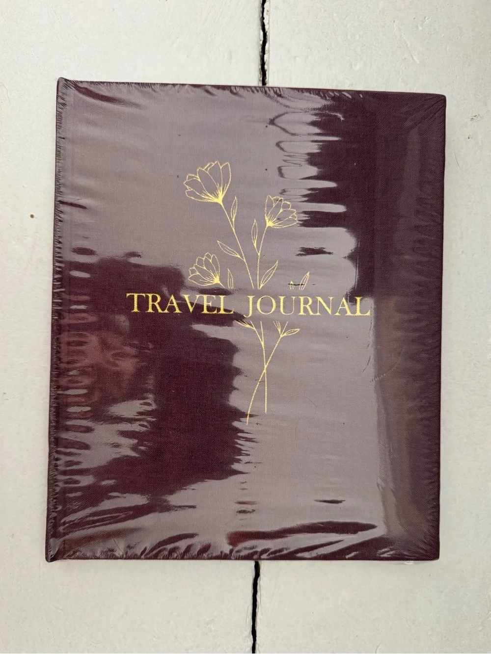 Travel Journal Hardcover Notebook in Deep Burgundy with Gold Foil